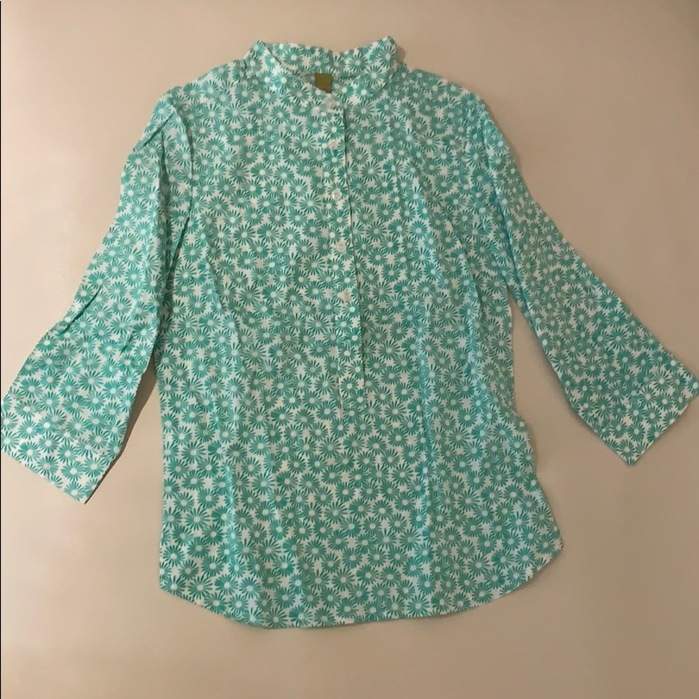 Omnia Green and White Blouse - Size XS